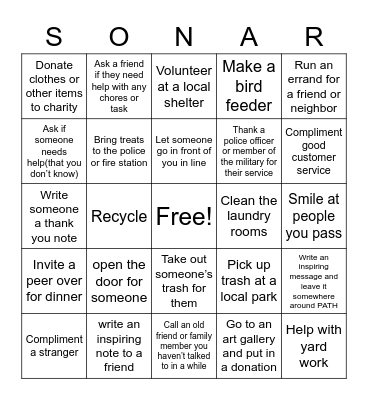 Sonar Kindess Bingo! Bingo Card