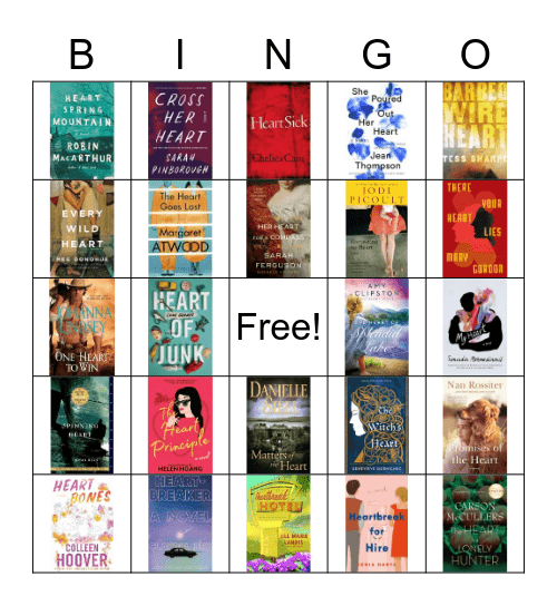 Book Bingo #6:  Heart Bingo Card
