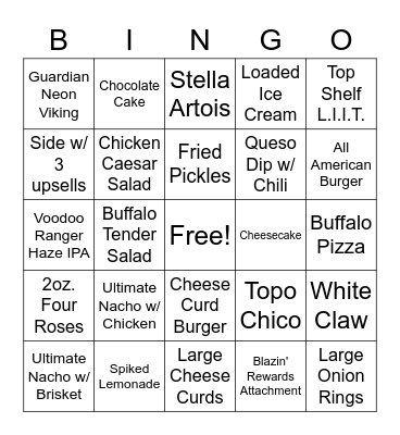 B Bingo Card