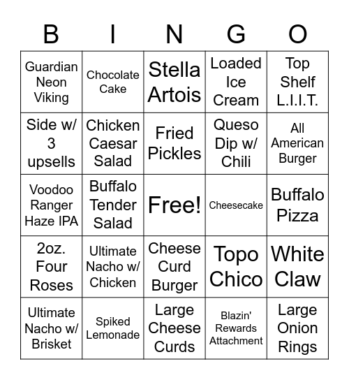 B Bingo Card