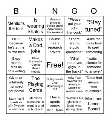 Dr. Hoffman Bingo Card