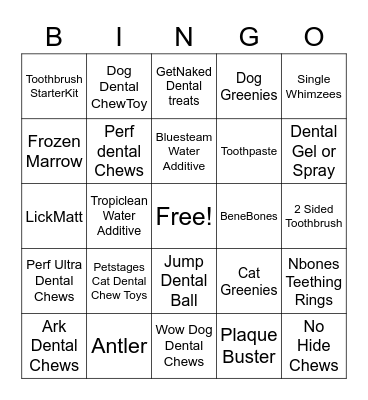 Dental Bingo Card