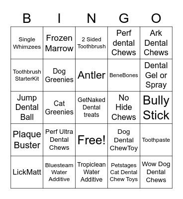 Dental Bingo Card