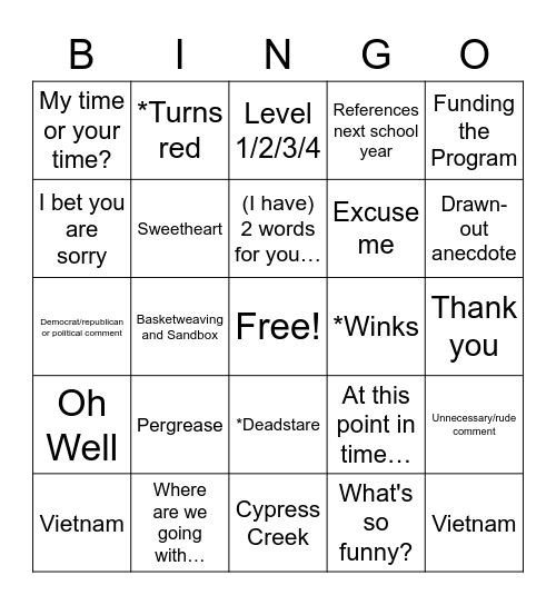 B-Roll Bingo Card
