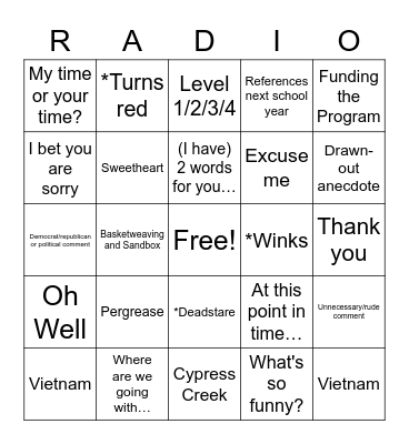 B-Roll Bingo Card