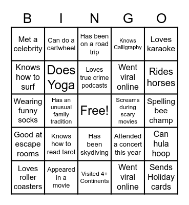 Icebreaker Bingo Card