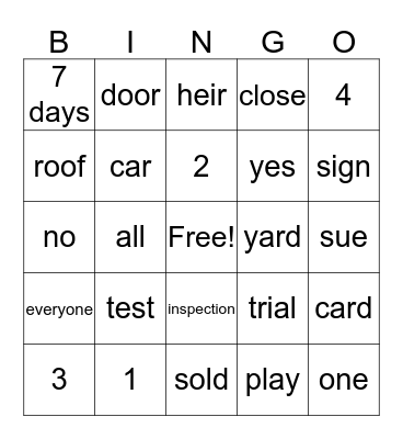 Legal Brief Bingo Card