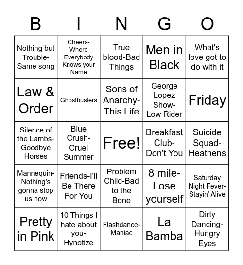 Hitsville USA Bingo Card