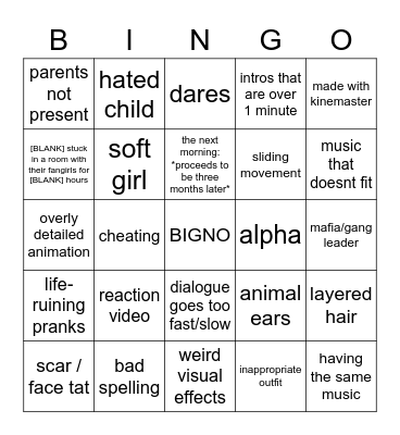 GACHA LIFE Bingo Card