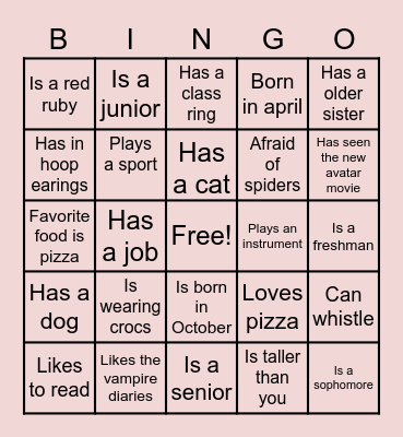 Find Someone who.... Bingo Card