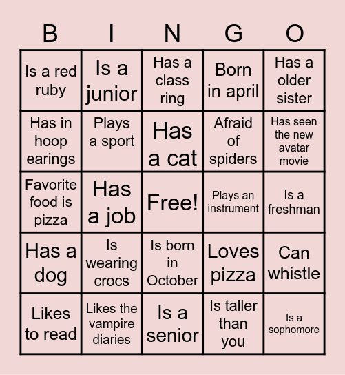 Find Someone who.... Bingo Card