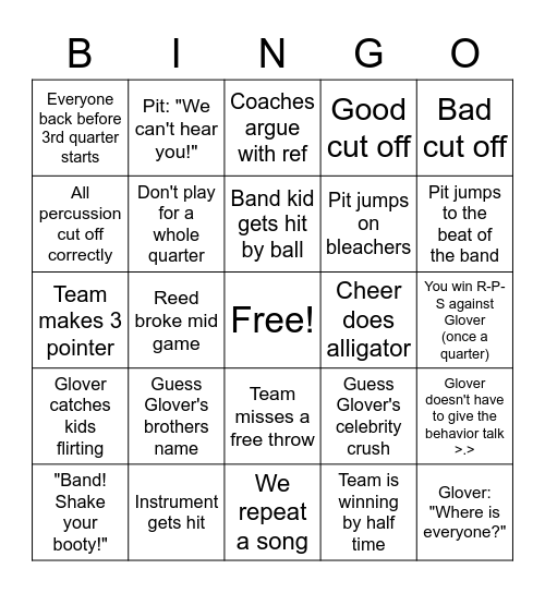 Band Bingo Card