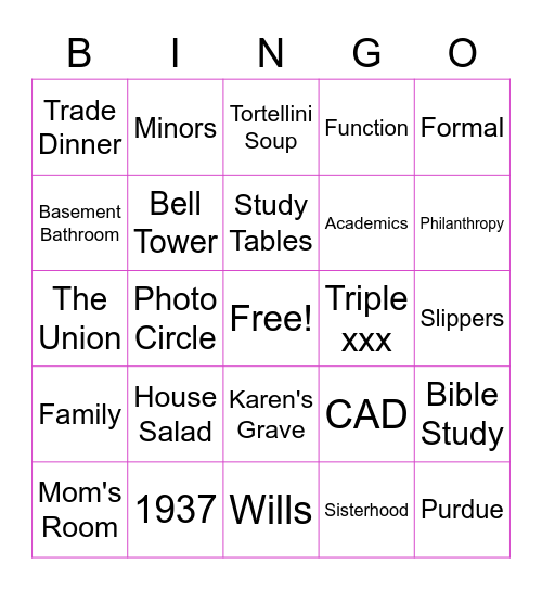 Ann Tweedale Sisterhood BINGO ! :) Bingo Card