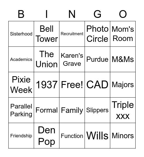 Ann Tweedale Sisterhood BINGO! :) Bingo Card