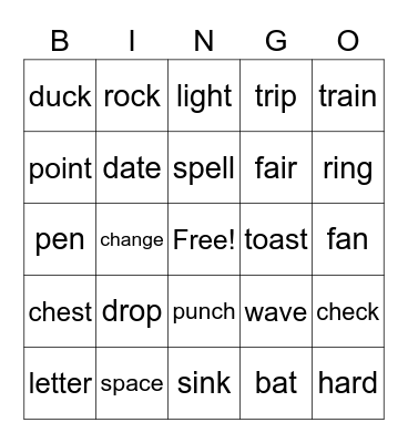 Multiple Meaning Word Bingo Card