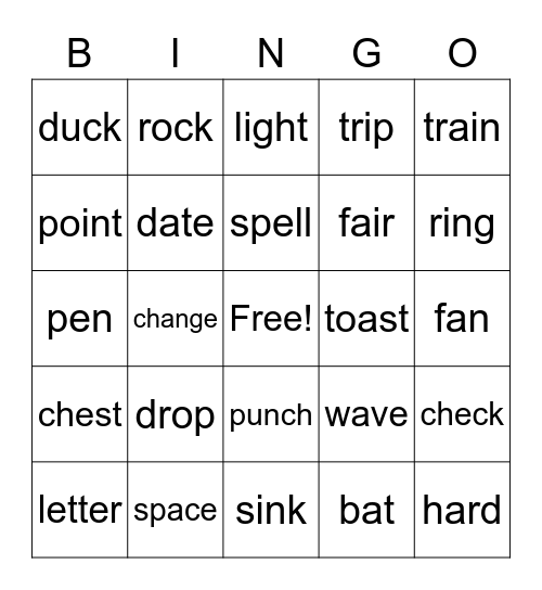 Multiple Meaning Word Bingo Card