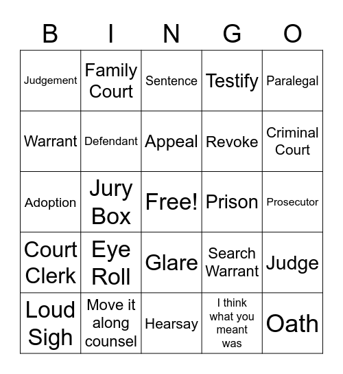 Court Bingo Card