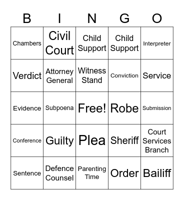 Court Bingo Card