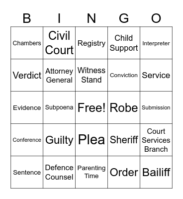 Court Bingo Card