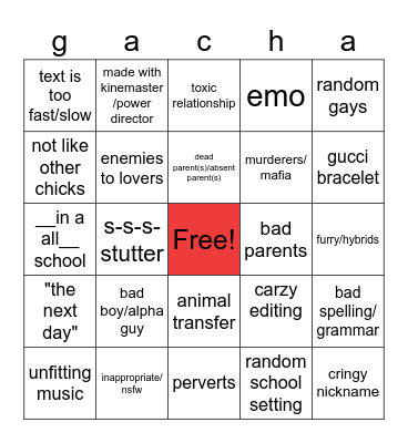 gacha gacha Bingo Card