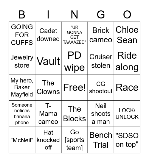 Neil Bingo Card