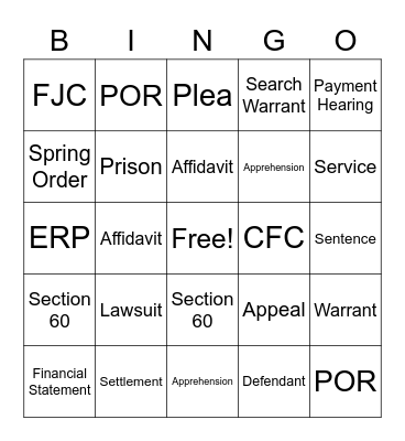Court Bingo Card