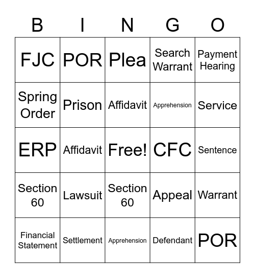 Court Bingo Card