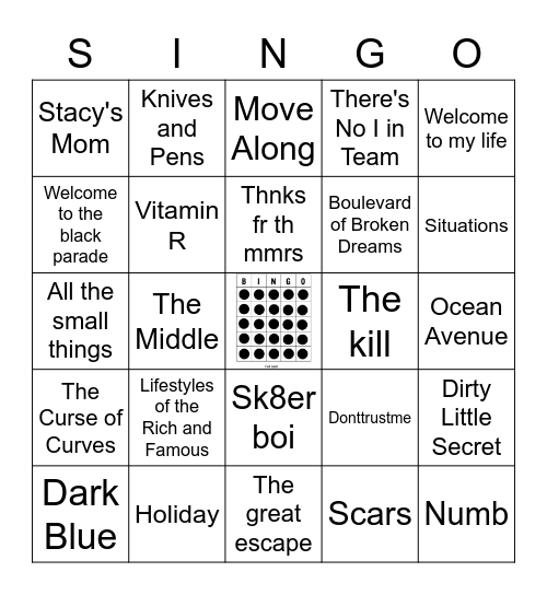 Emo Bingo Card