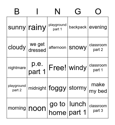 Time Bingo Card