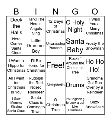 Christmas Music & Sounds  Bingo Card
