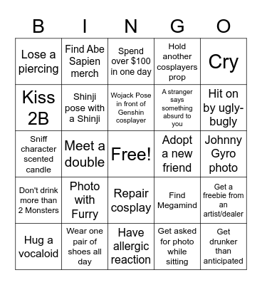 G-Anime Bingo Card