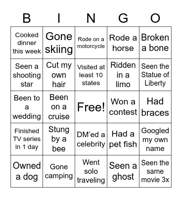 Icebreaker Bingo Card