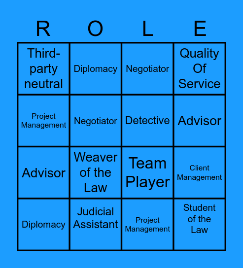 Roles of a Lawyer Bingo Card