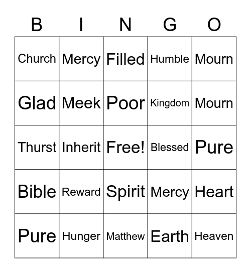 Fourth Sunday in Ordinary Time YR A Bingo Card