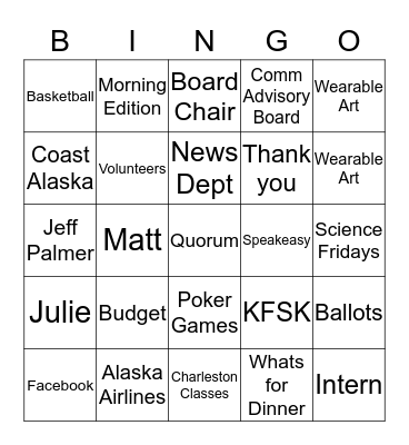 KFSK ANNUAL MEETING BINGO Card