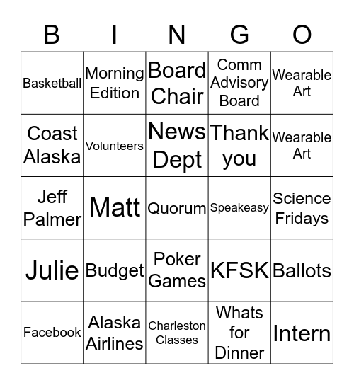 KFSK ANNUAL MEETING BINGO Card