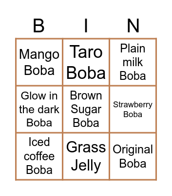 BOBA BINGO Card