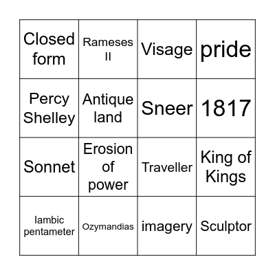 Ozymandias Bingo Card