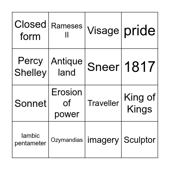 Ozymandias Bingo Card