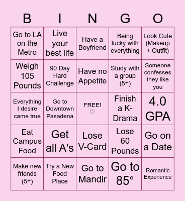 Spring 2023 Semester Bingo Card