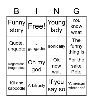 Rob Bingo Card