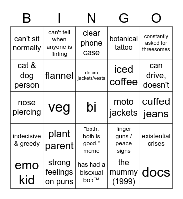 bi stereotype Bingo Card