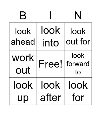 Phrasal verbs investigating Bingo Card