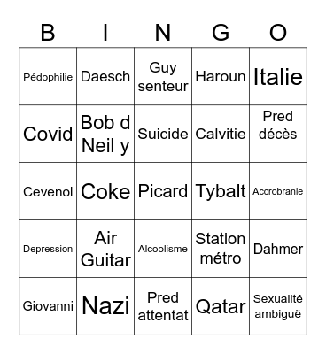 Dava Bingo Card