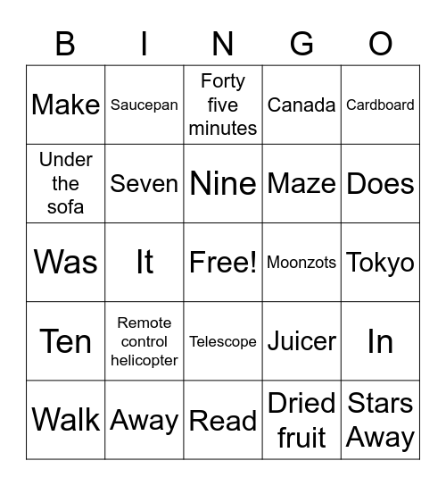 C4 plus Lesson 17 Book D Bingo Card