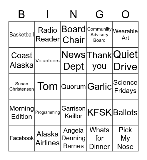 KFSK ANNUAL MEETING BINGO Card