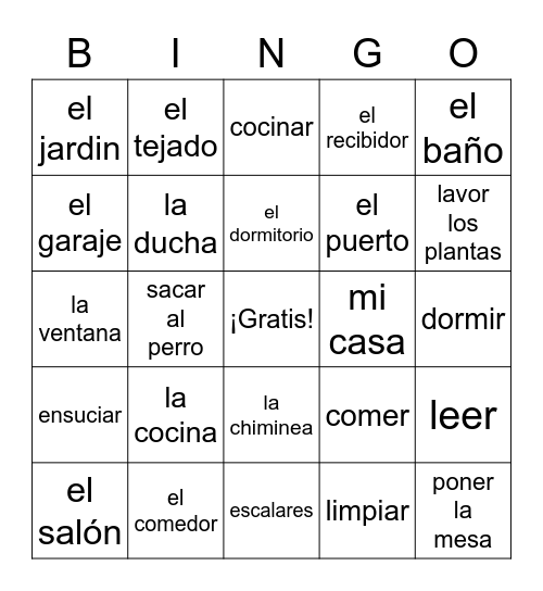 La casa Bingo Card