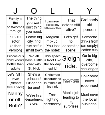 Holiday Movies v2 Bingo Card