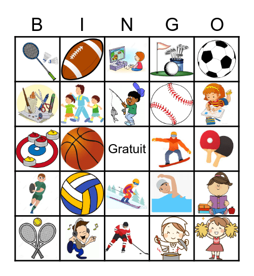 Les Sports et Les Loisirs Bingo Card