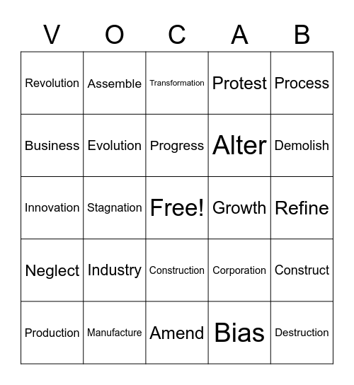 Word Nerds Cycle 5 Bingo Card